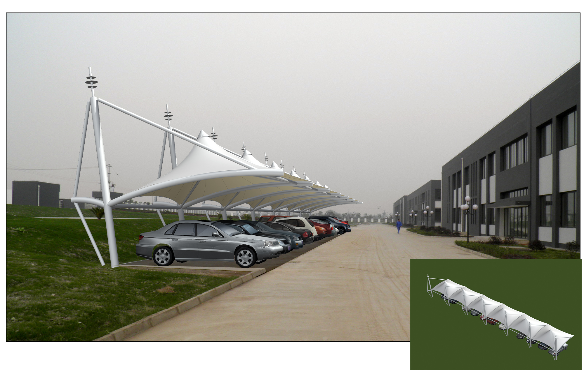 膜結構車(chē)棚 膜結構車(chē)棚